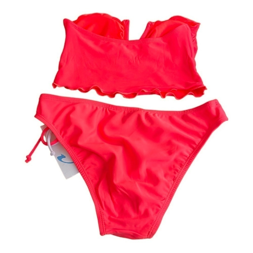 NEW California Waves Bikini Set 2 Piece Swimsuit Strapless Coral Juniors Small - Picture 2 of 6